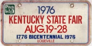1976 Kentucky State Fair booster license plate