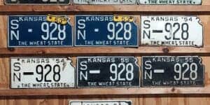 Kansas 1948 to 1956 car license plate lot. Shawnee county #SN-928