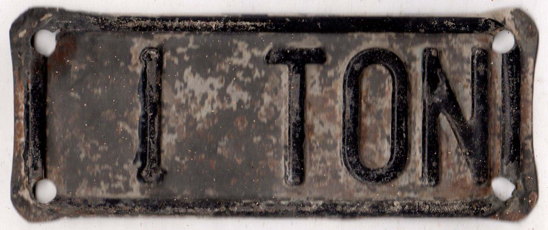 Kansas 1945 truck license plate weight tab 1 TON