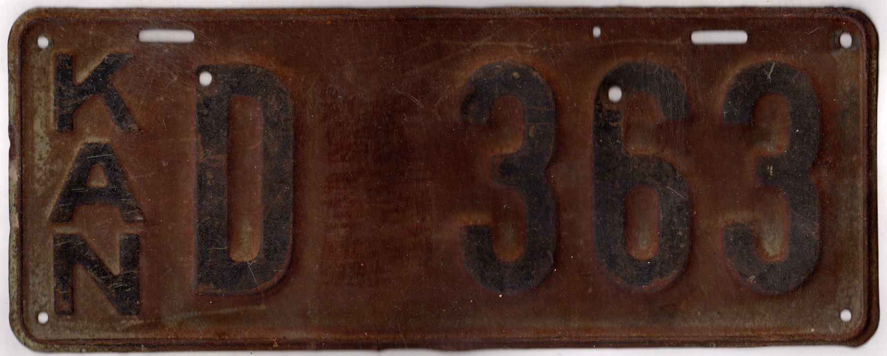 Kansas 1917 dealer license plate #D 363