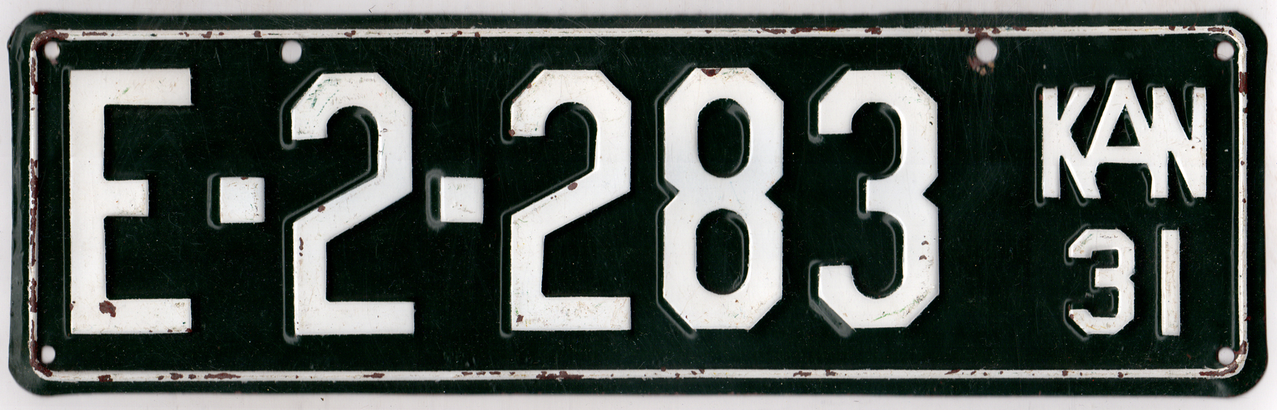 Kansas 1931 exempt license plate #E-2-283