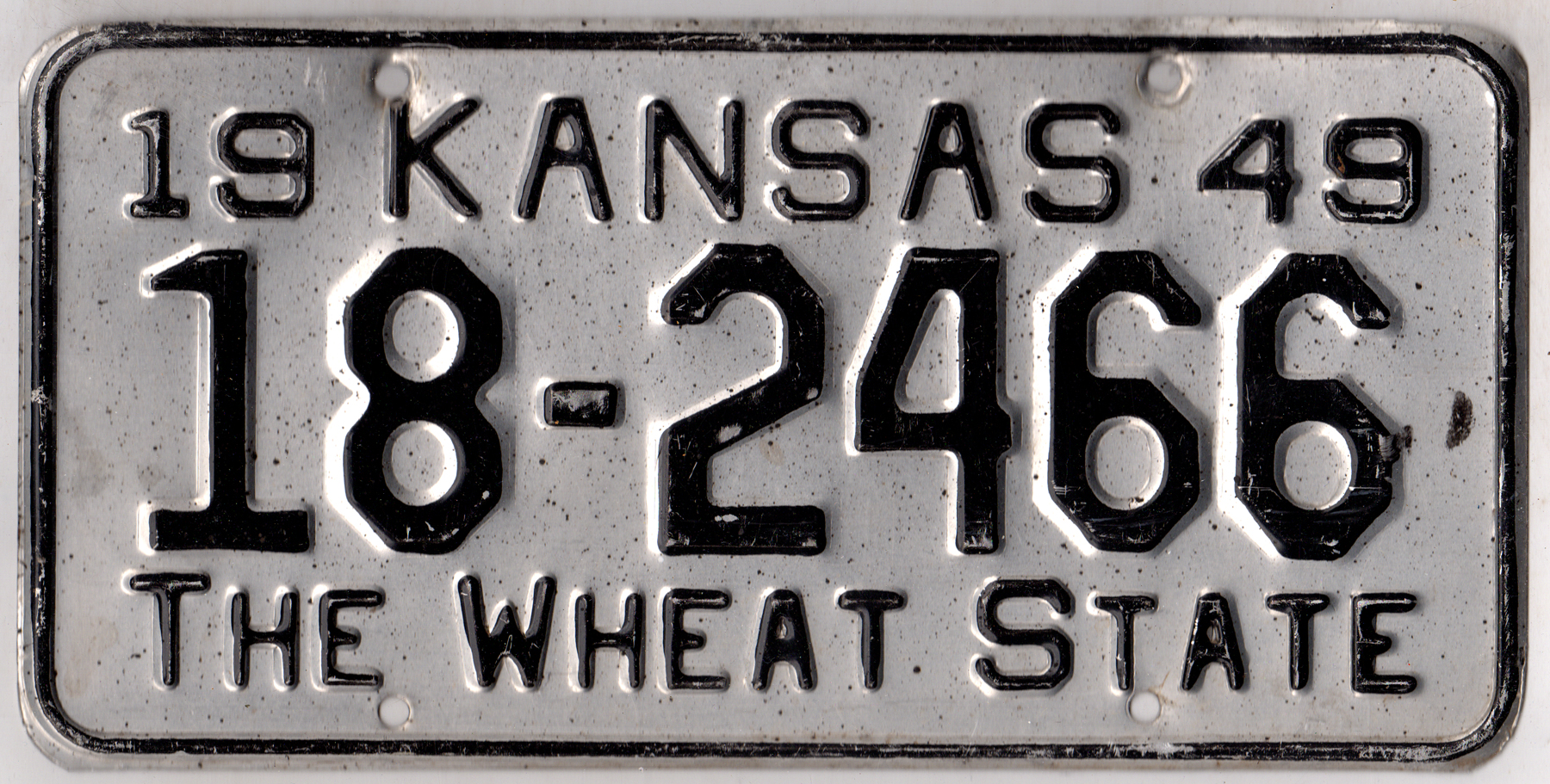 Kansas 1949 car license plate Dickinson county #18-2466