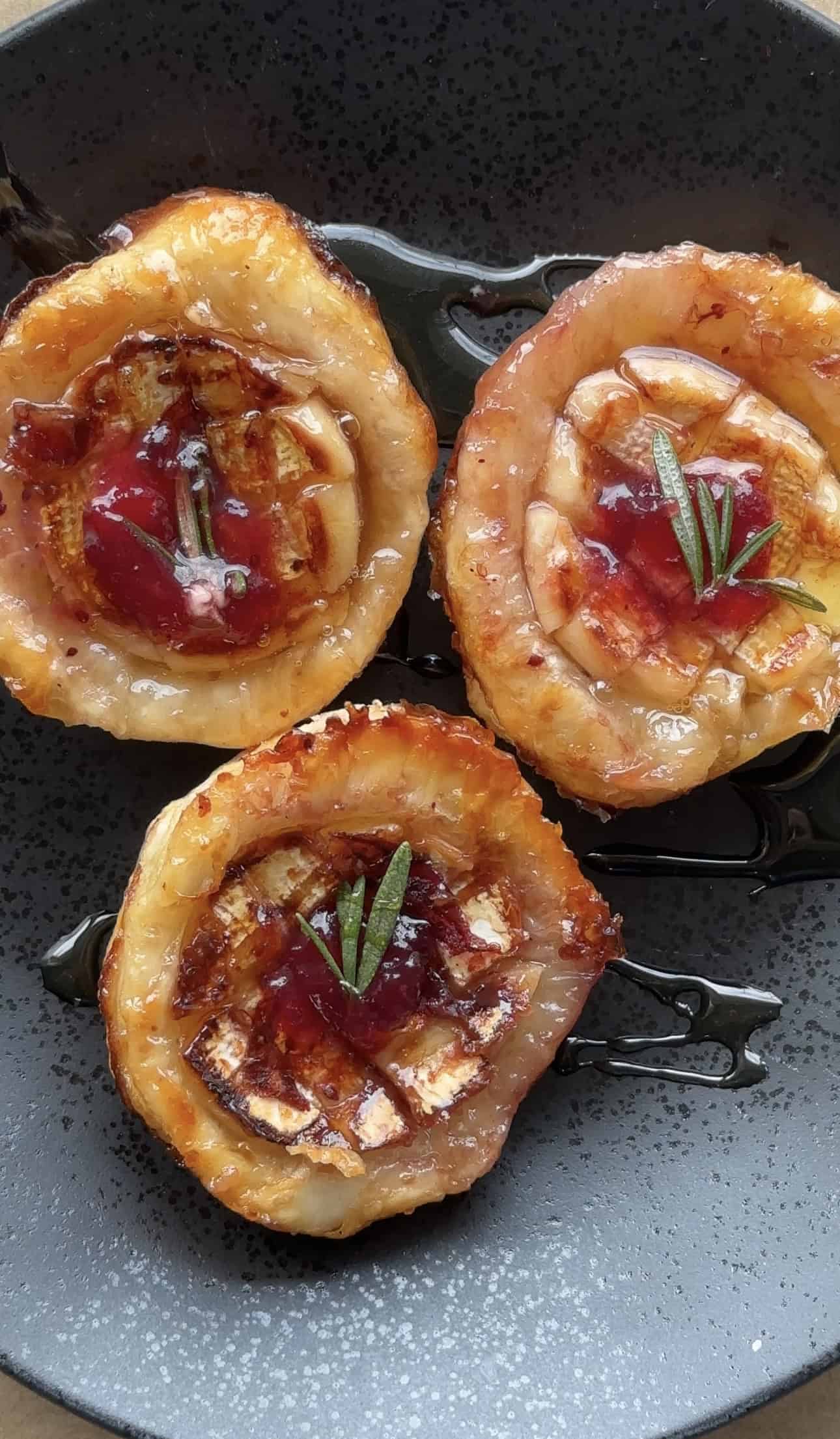 Mini Brie Cranberry Honey Rosemary Puff Pastry Turnovers