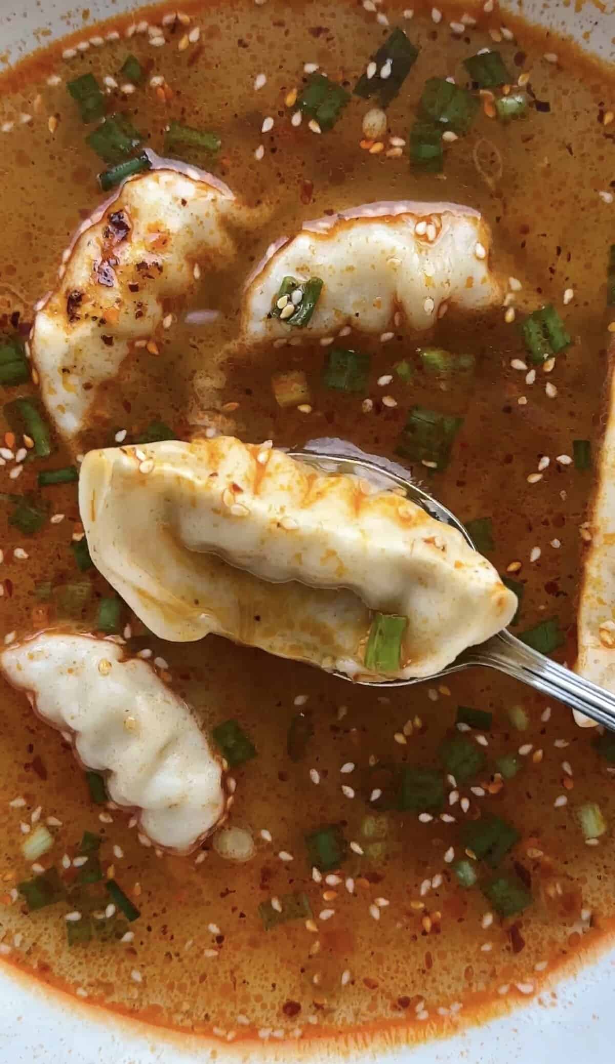 5 Minute Dumpling Potsticker Soup- Easy Dinner Recipe