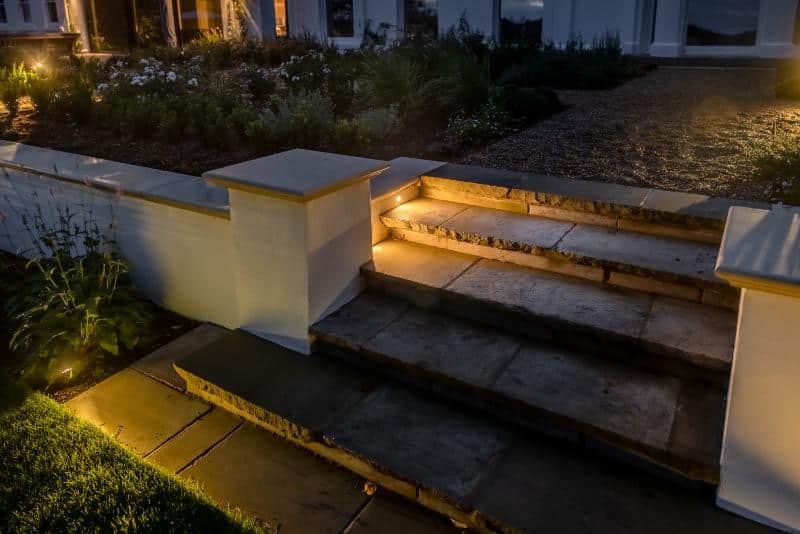 Chesham Manor House Garden lighting steps