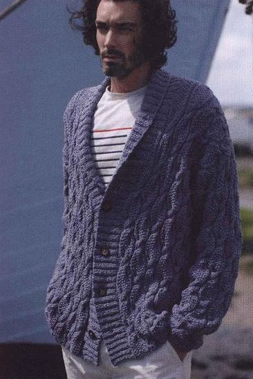 Men’s cardigan with collar. Free knitting pattern