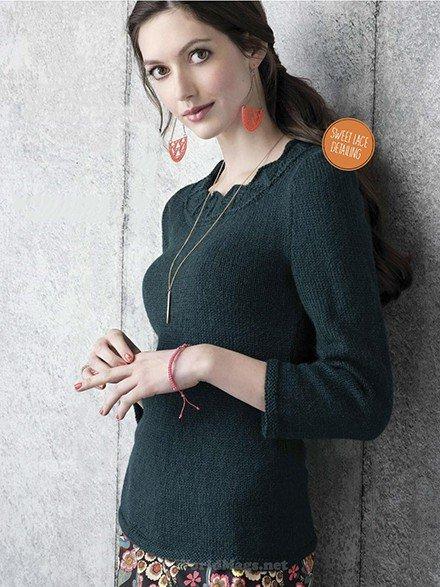 Free knitting pattern “Lace neck jumper”