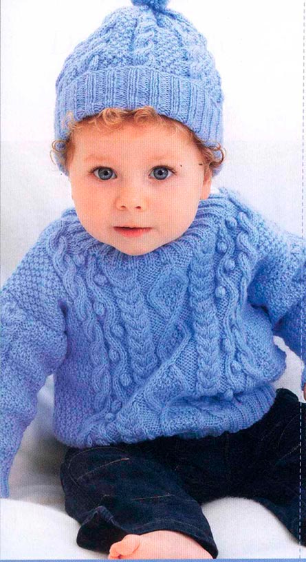 Cable Sweater  and Beanie for kids