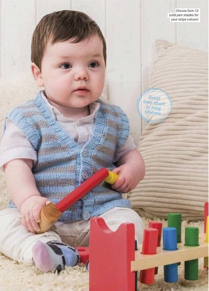 Striped waistcoat for babies-knitting pattern free