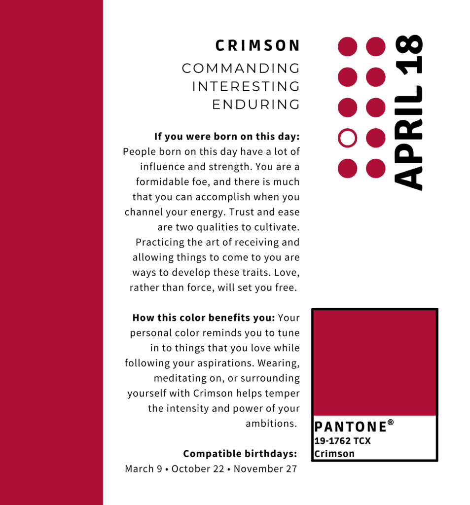 Pantone Color of the day Crimson