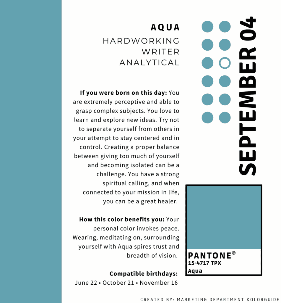 Color of the Day - Kolorguide (Pantone), Aqua September 04 1 04