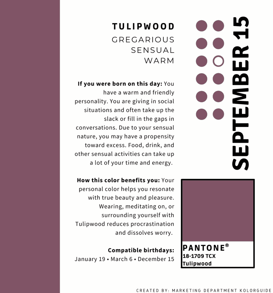 Color of the Day - Kolorguide (Pantone), Tulipwood September 15 1 15