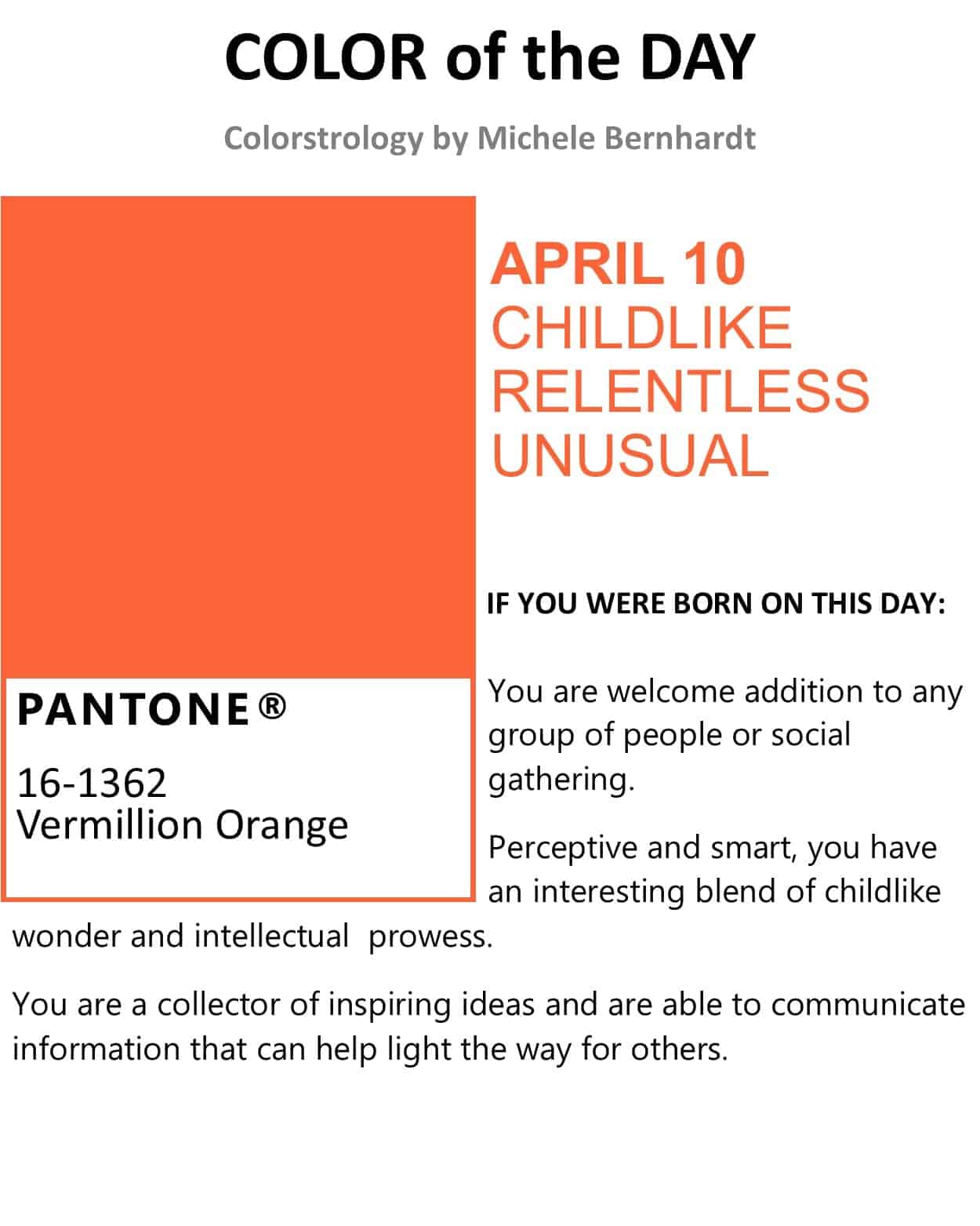color of the day April 10