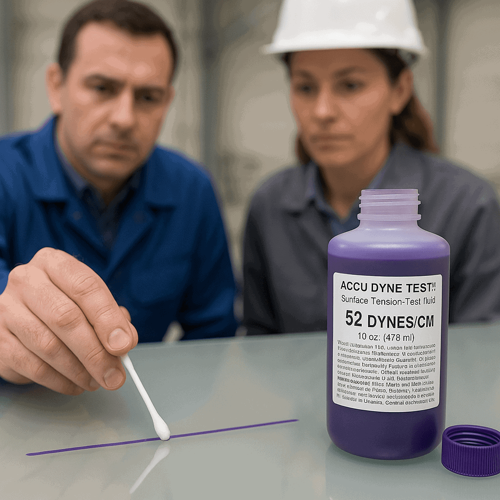 Cómo los fluidos de energía superficial verifican la limpieza y adhesión en vidrio, aluminio y plásticos 1 GLASS TEST DYNE