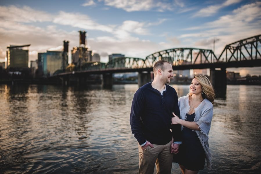 A downtown Portland engagement session at Sentinel Hotel, East Bank Esplanade, and Washington Park