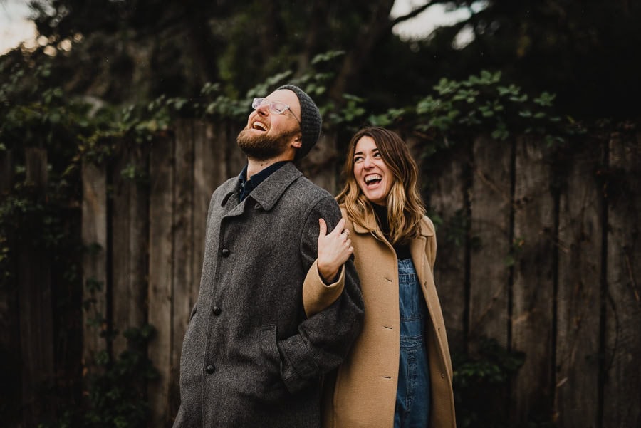 Portland Couple taking engagement session photos