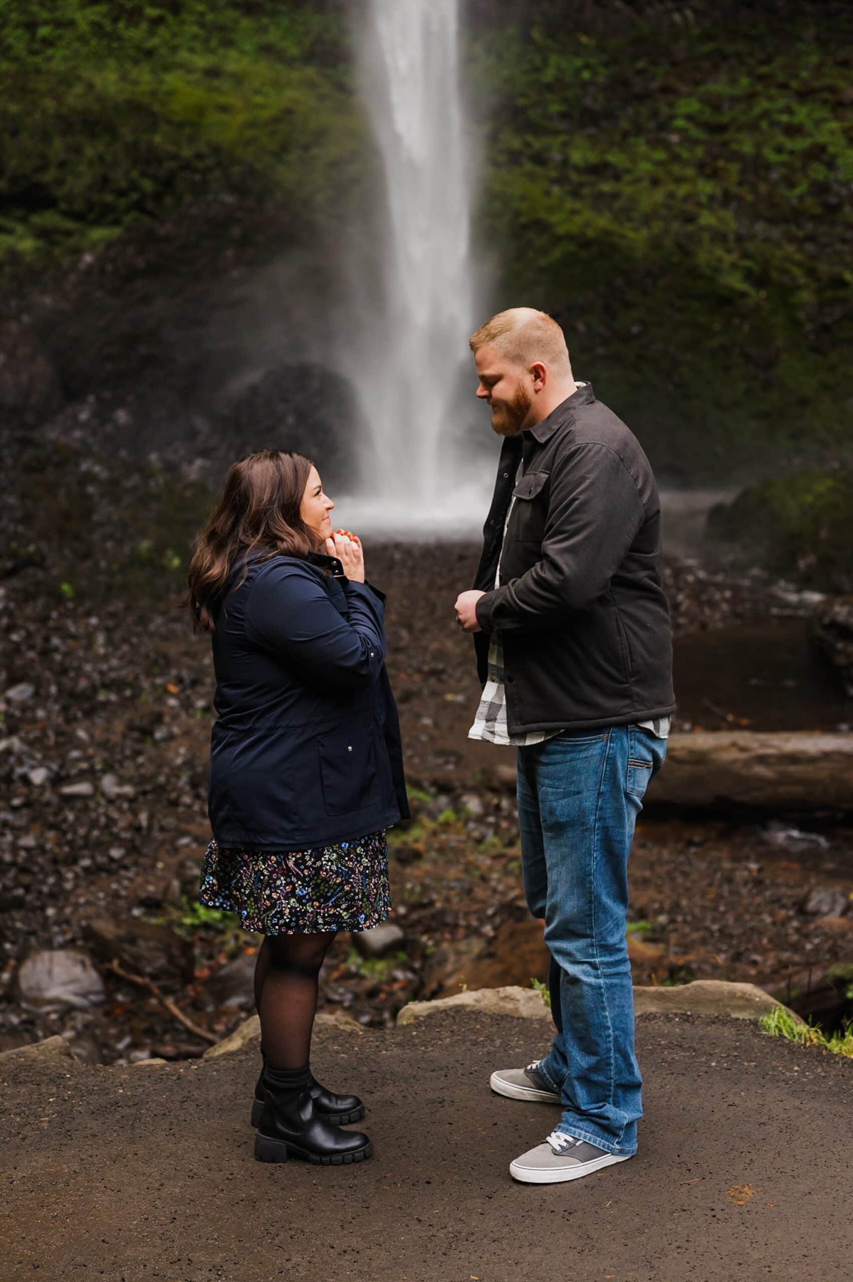Latourell Falls Surprise Proposal Photography