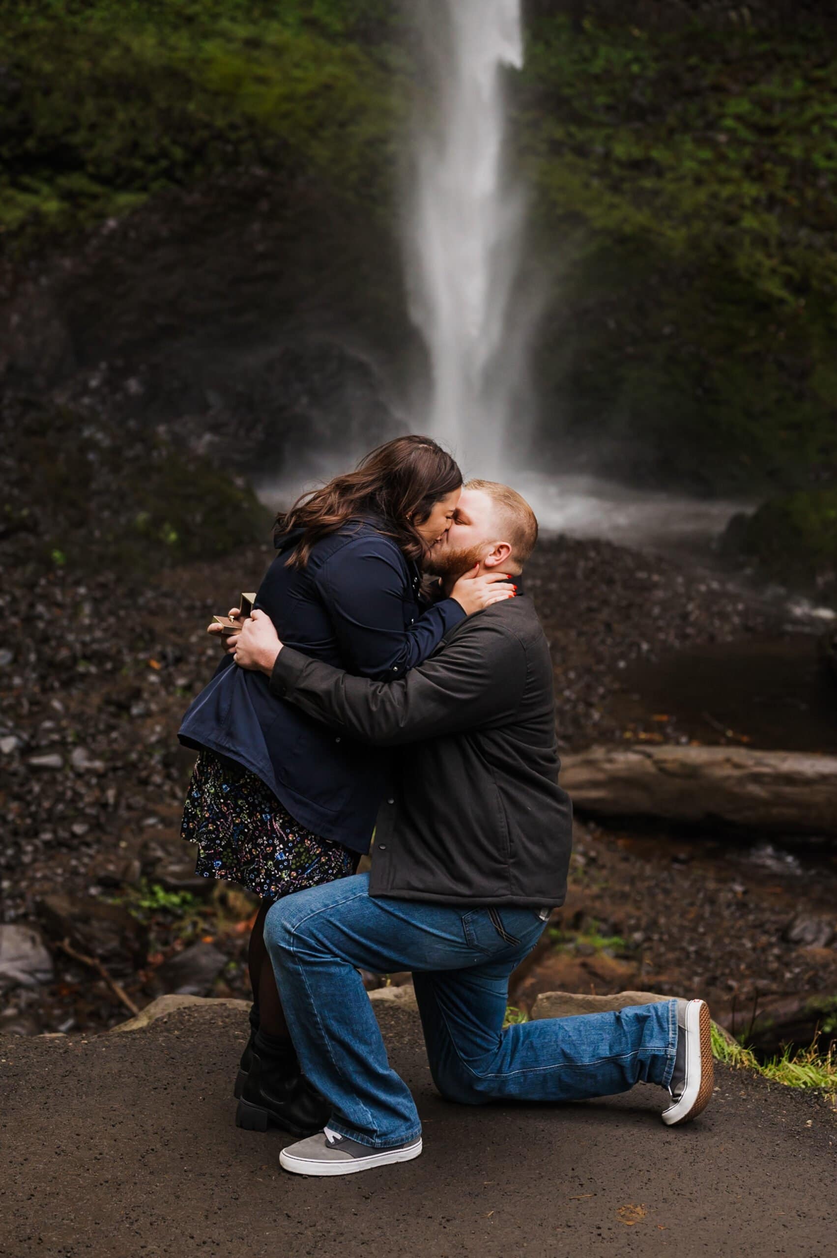 Latourell Falls Surprise Proposal Photography
