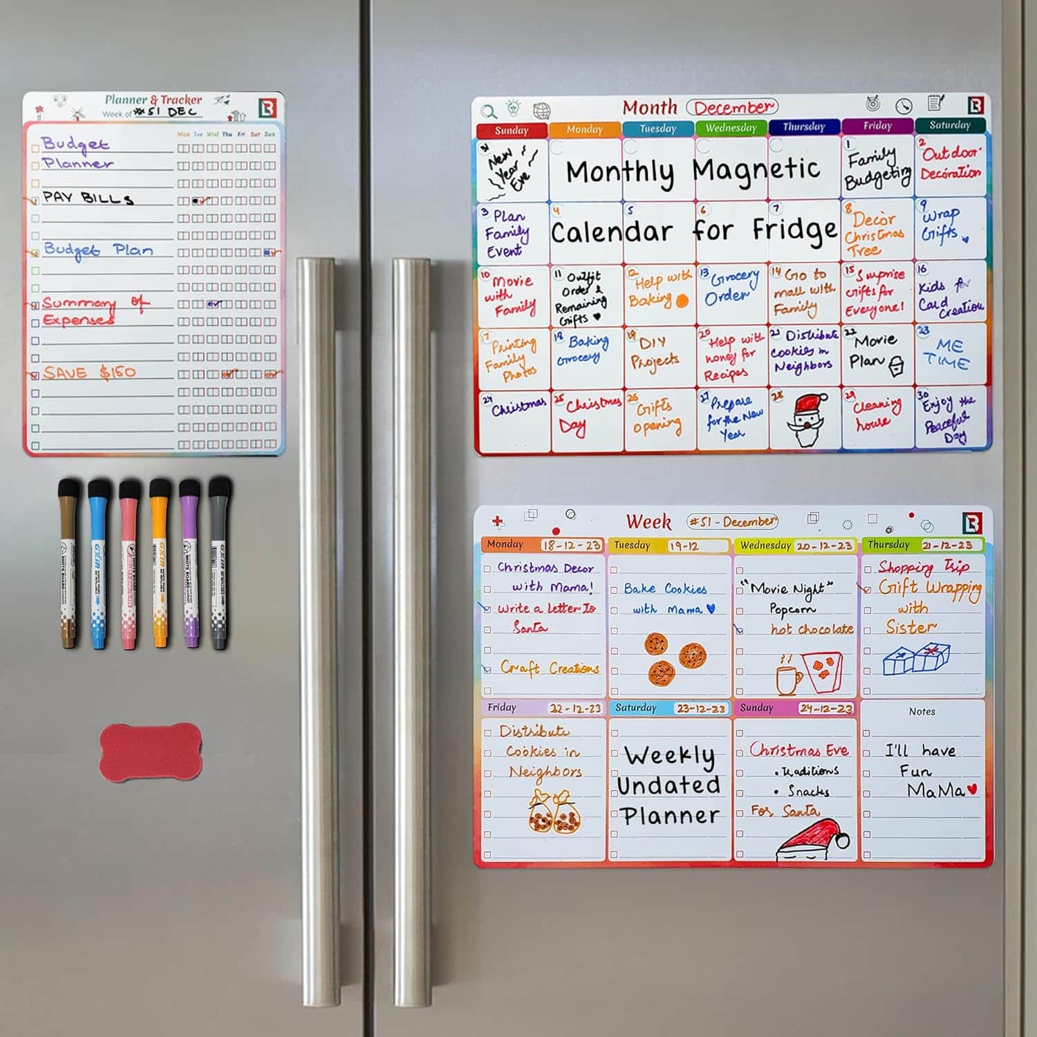 Lambock Magnetic Dry Erase Calendar For Fridge – Monthly And Weekly Calendars with Fridge Magnets