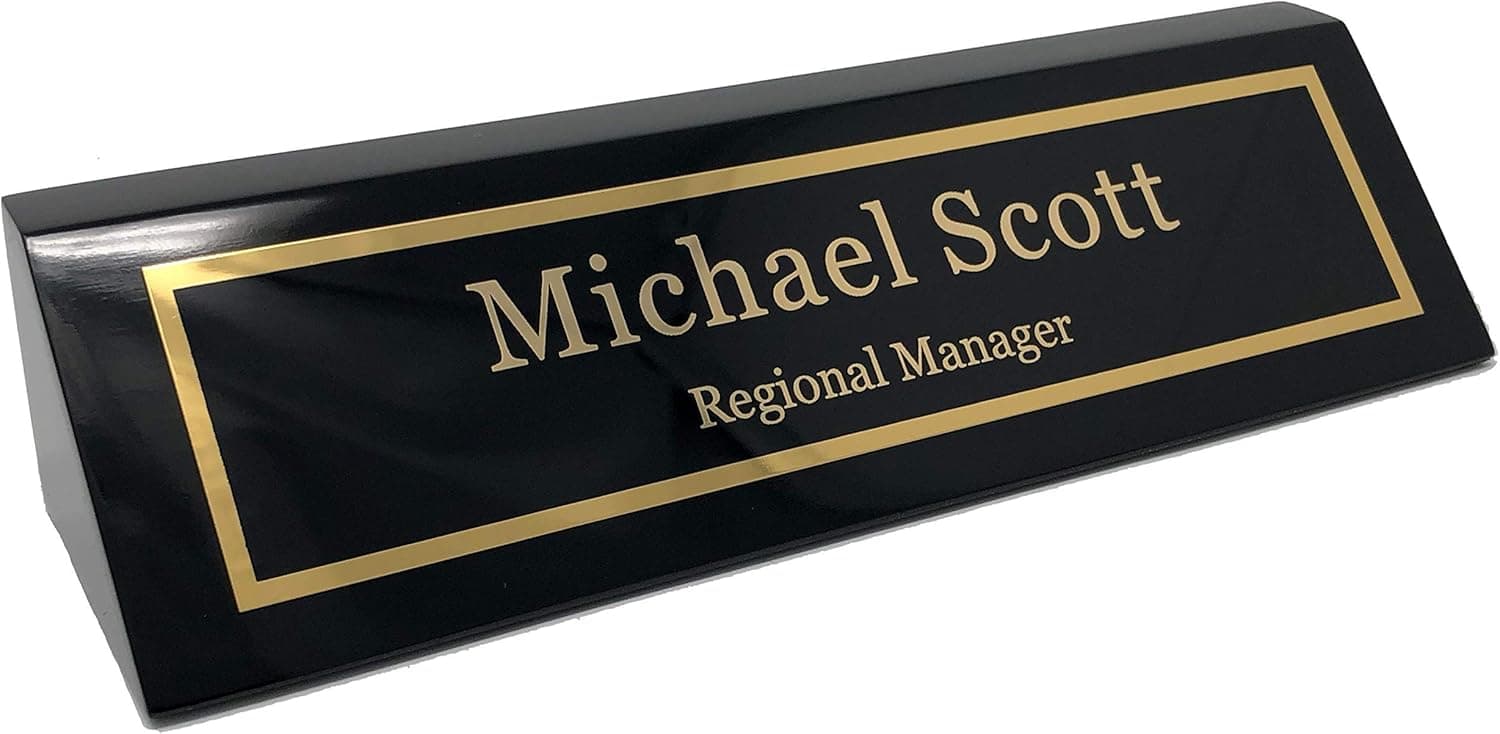 Desk Name Plate Black Piano Finish | Name Plate for Desk – Desk Name Plate Personalized, Personalized Engraved Name Plates – Personalized Name Plate Office Name Plates for Desks