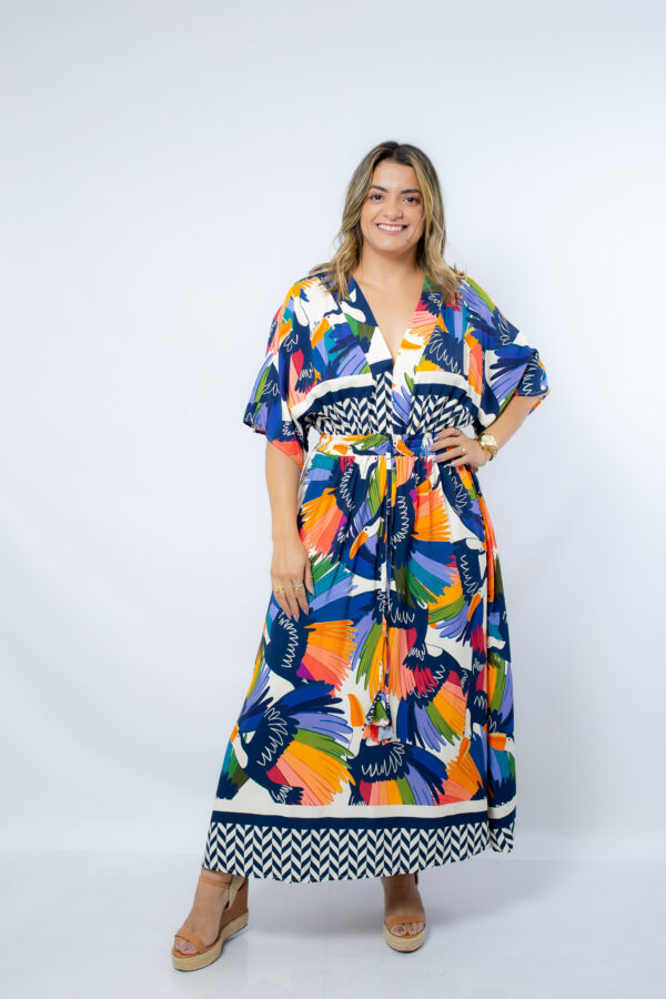 VESTIDO BRISA TROPICAL DECOTE V FECHADO