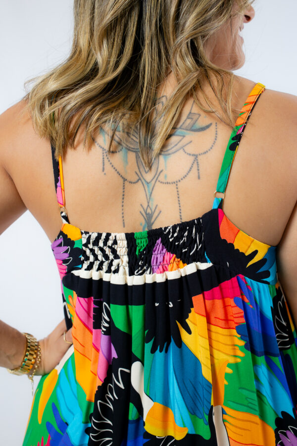 Vestido sol do verão decote quadrado