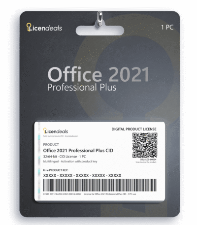 Licendeals digital license card for Office 2021 Professional Plus CID, CID License, 1 PC. Delivered by email; no physical product is shipped.