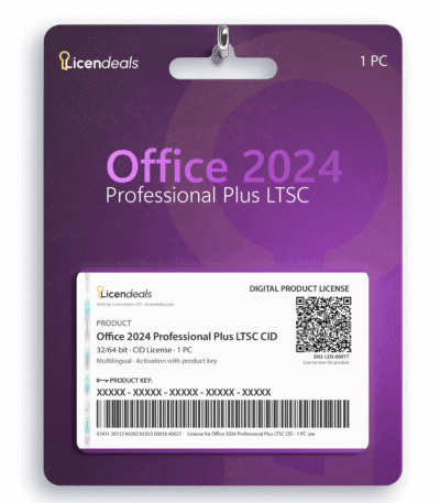 Licendeals digital license card for Office 2024 Professional Plus LTSC CID, CID License, 1 PC. Delivered by email; no physical product is shipped.