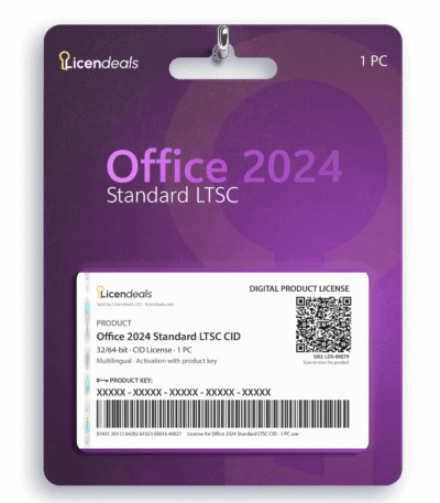 Licendeals digital license card for Office 2024 Standard LTSC CID, CID License, 1 PC. Delivered by email; no physical product is shipped.