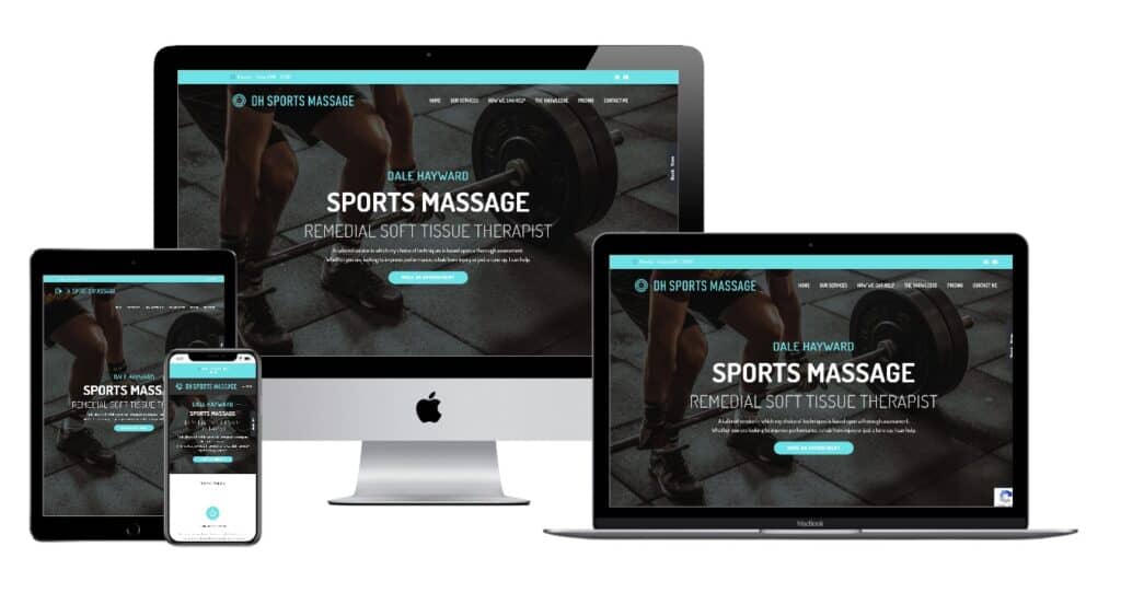 Responsive devices displaying Liteform sports massage website for SEO.