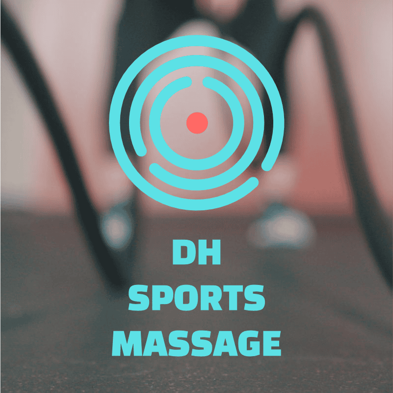 DH Sports Massage logo with target symbol and text.