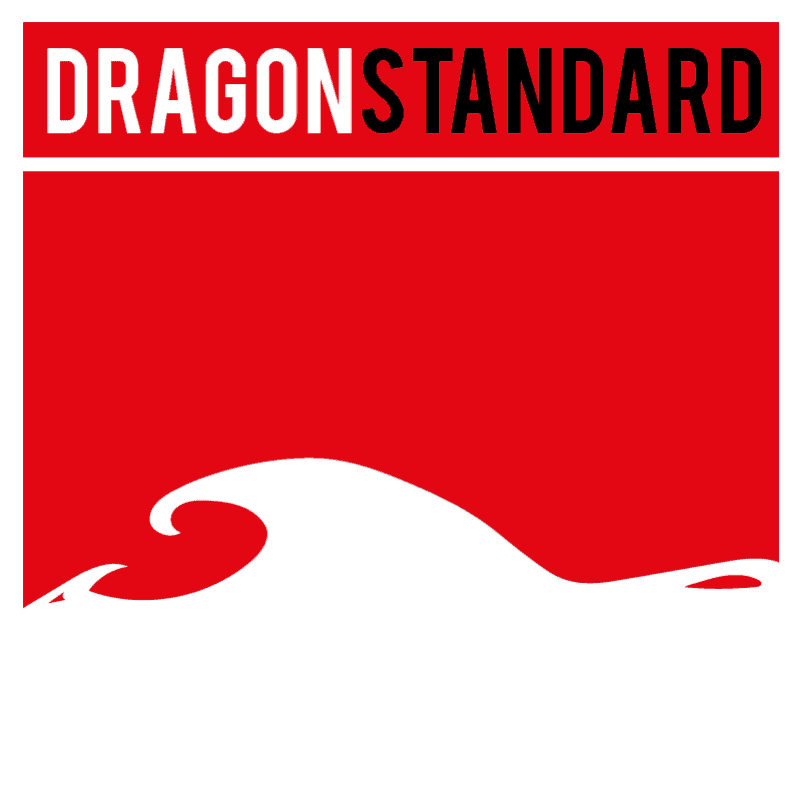 Liteform Dragon Standard logo with red background and white wave design.
