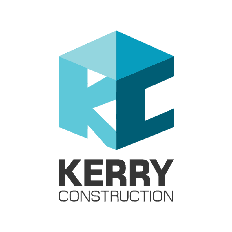 Kerry Construction logo with geometric design and company name.