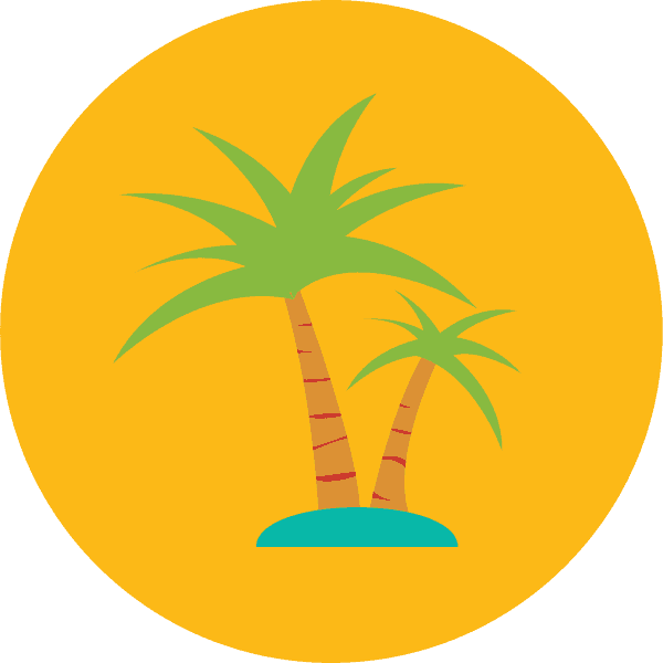 Stylish tropical palm trees on a yellow background for SEO.