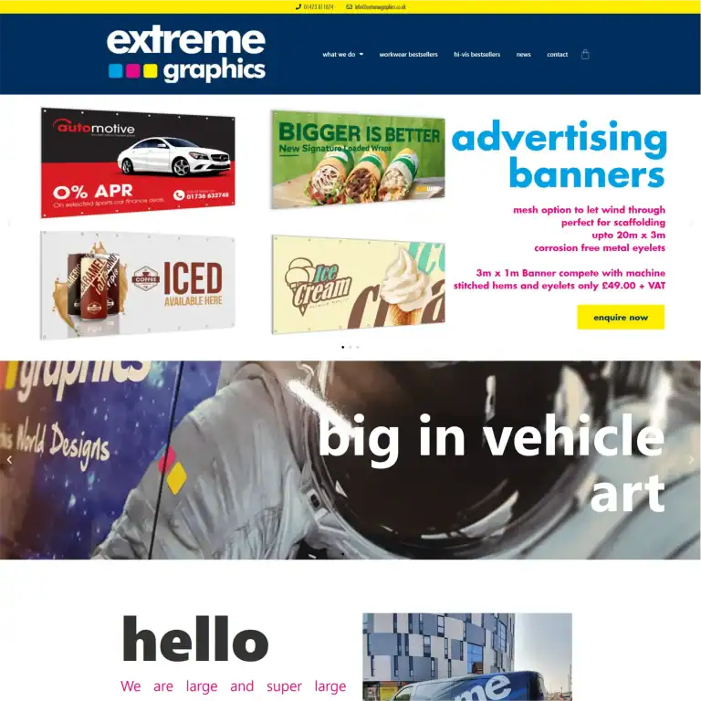 Collection of advertising banners and vehicle art from Liteform website.