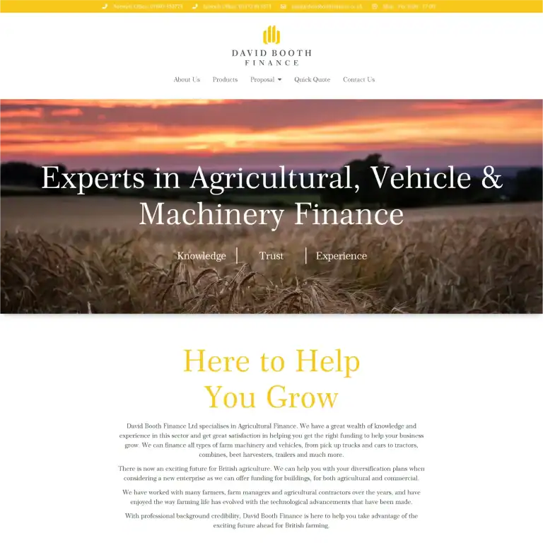 Liteform logo on agricultural machinery website homepage.
