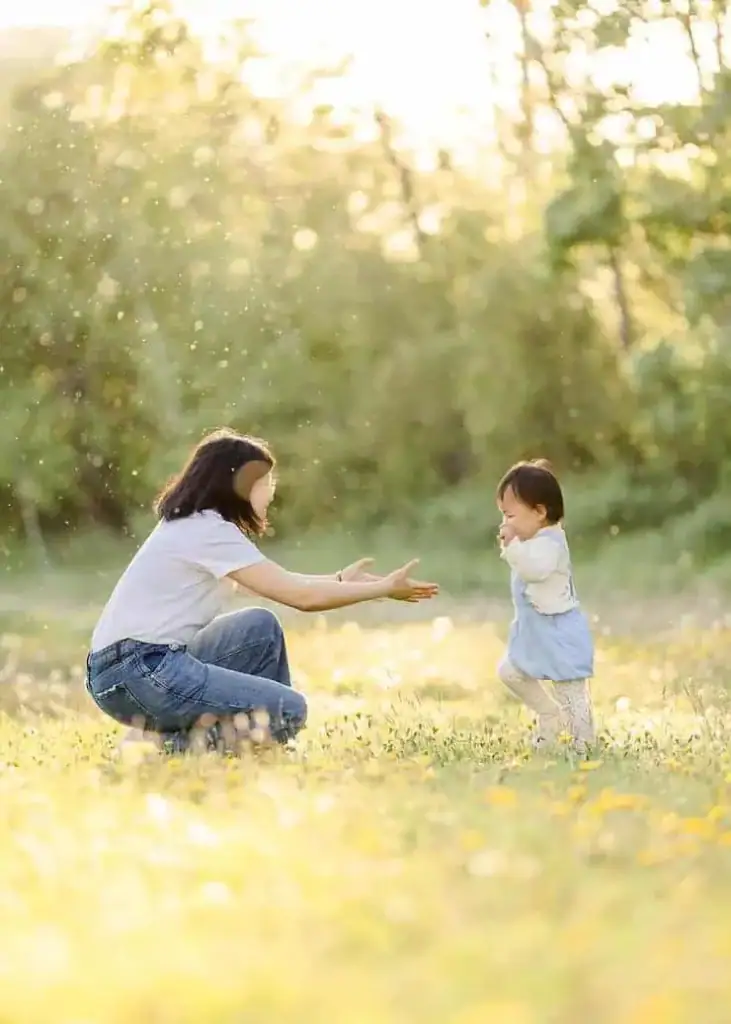 Family portrait in Edmonton Dandelions flower field