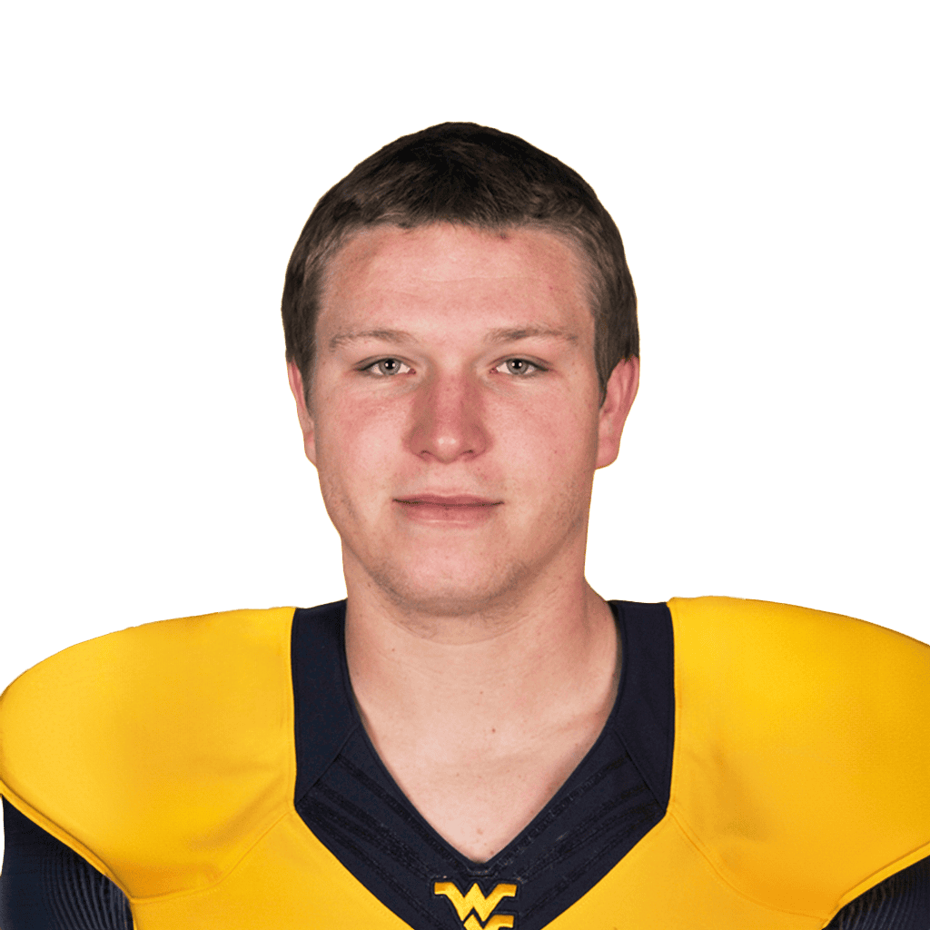 Young football player in yellow and navy uniform with Lou Groza Award logo.
