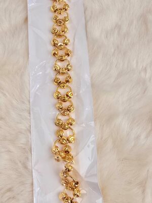 Radiant Gold-Toned Textured Bead Charm Bracelet (Br-008)