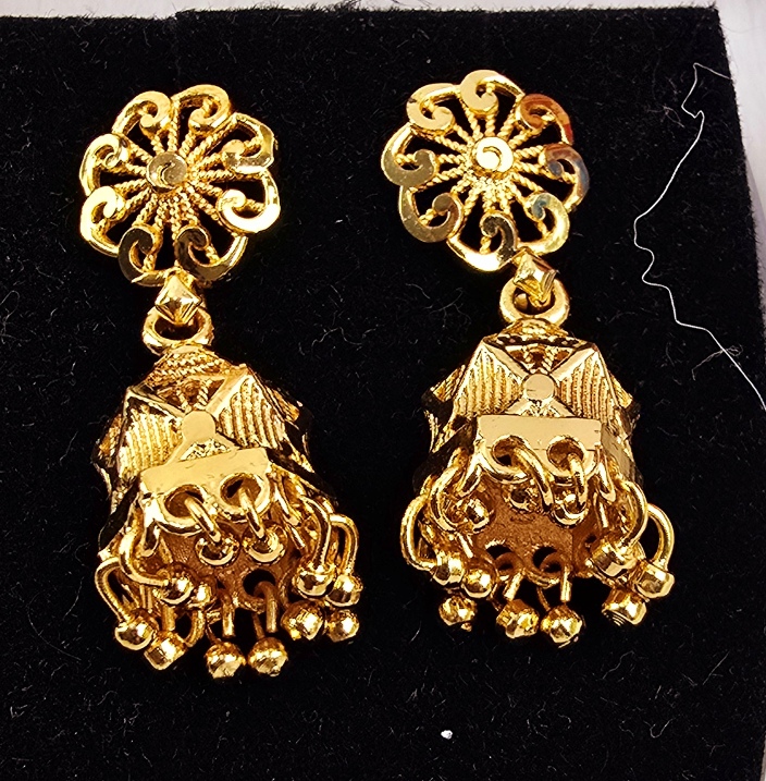 Floral Mandala Jhumka Earrings with Ghungroo Drops (E-010-011)