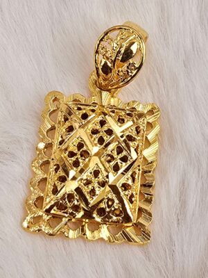 Ornate Rectangular Gold-Toned Filigree Pendant (P-001)