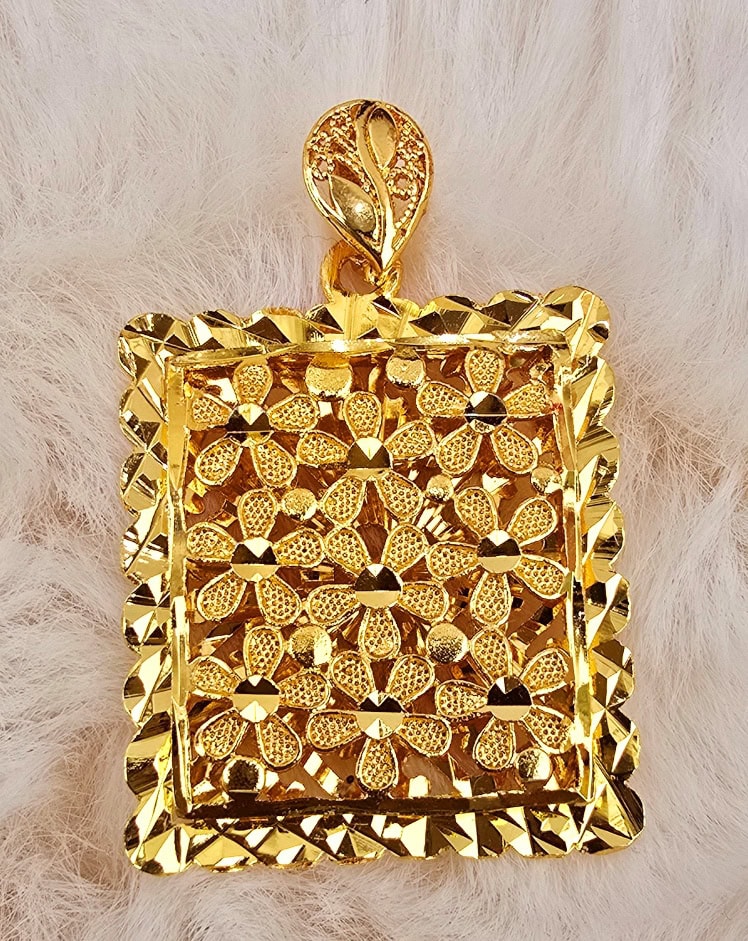 Ornate Floral Filigree Rectangular Statement Pendant (P-003)