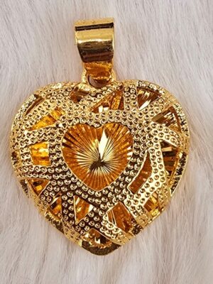 Radiant Heart Filigree Pendant with Sunburst Center (P-005)