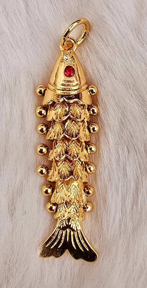 Articulated Koi Fish Pendant with Ruby-Red Eye Accent (P-006)