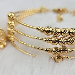 Gold-Tone Four-Strand Bead Bracelet & Matching Ring (Br-027)