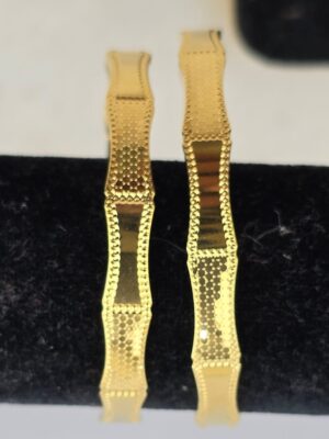 Elegant Textured Gold-Tone Bangle Set (B-133)