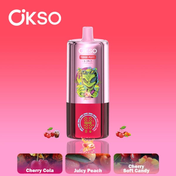 OKSO 3IN1 70000 Juicy Peach/Cherry Cola/Cherry Soft Candy
