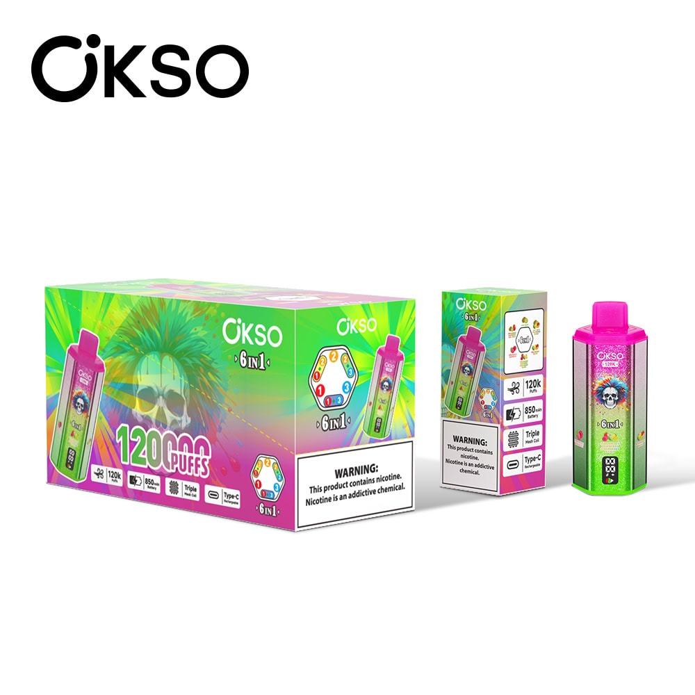 OKSO 6IN1 120K Strawberry Raspberry/Strawberry Mango/Kiwi Fruit