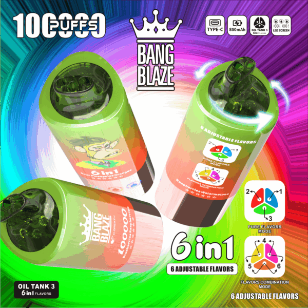 Bang Blaze 100K Blueberries Raspberries/Sour Pineapples Oranges/Raspberries Watermelons