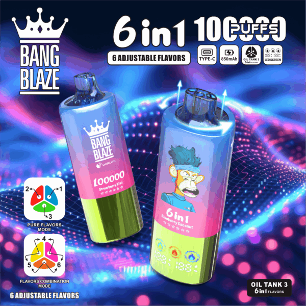 Bang Blaze 100K Lemon Romance/Blueberry Raspberry/Peach Menthol